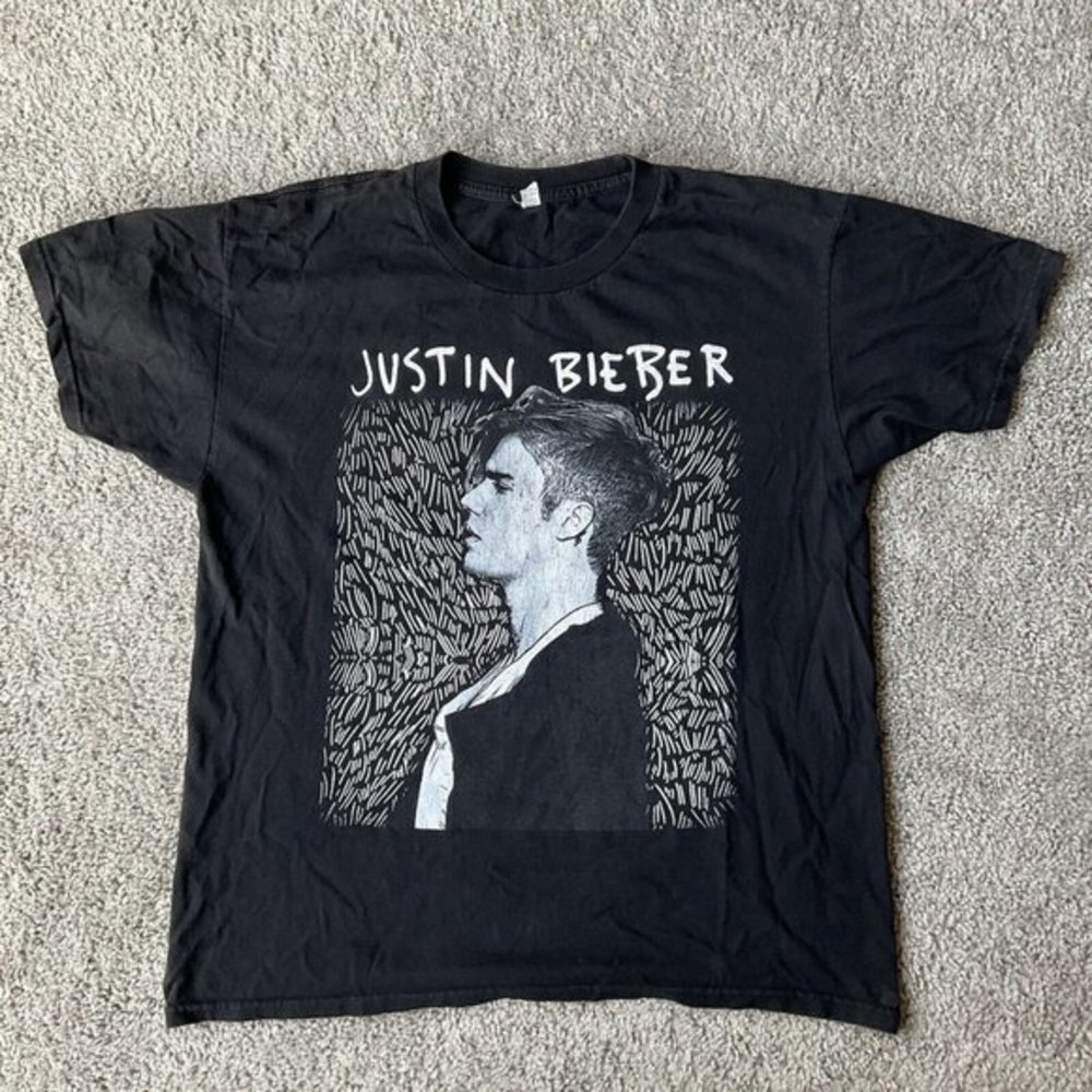 Unisex Justin Bieber Purpose World Tour 2016 Black Concert Tour T-Shirt SZ Large